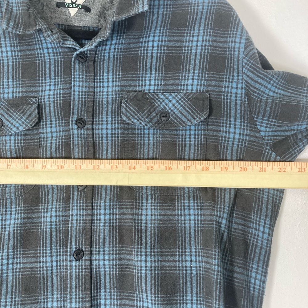 Vissla Button Up shirt  Men’s XL Blue Green Very Nice  Organic Cotton Plaid - Picture 12 of 16